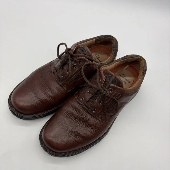Mens Clarks Unstructured Brown Leather Shoes Oxford Casual Size 10.5 M - Picture 2 of 7